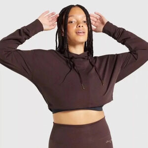 Gymshark Whitney Simmons Plum/Brown Colored Small Cropped Hooded Sweatshirt.